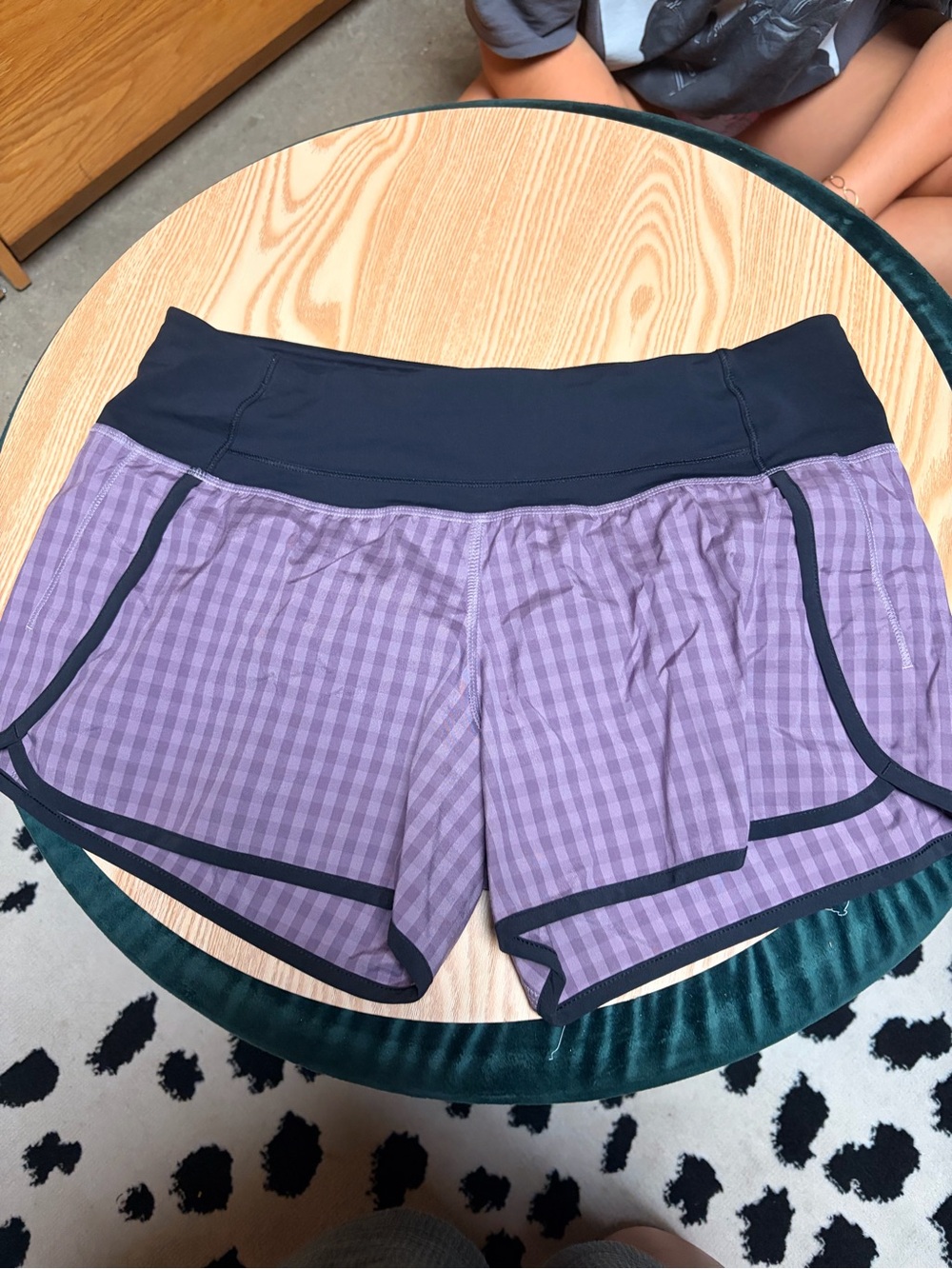 lululemon athletica purple plaid Athletic Shorts with Black Waistband